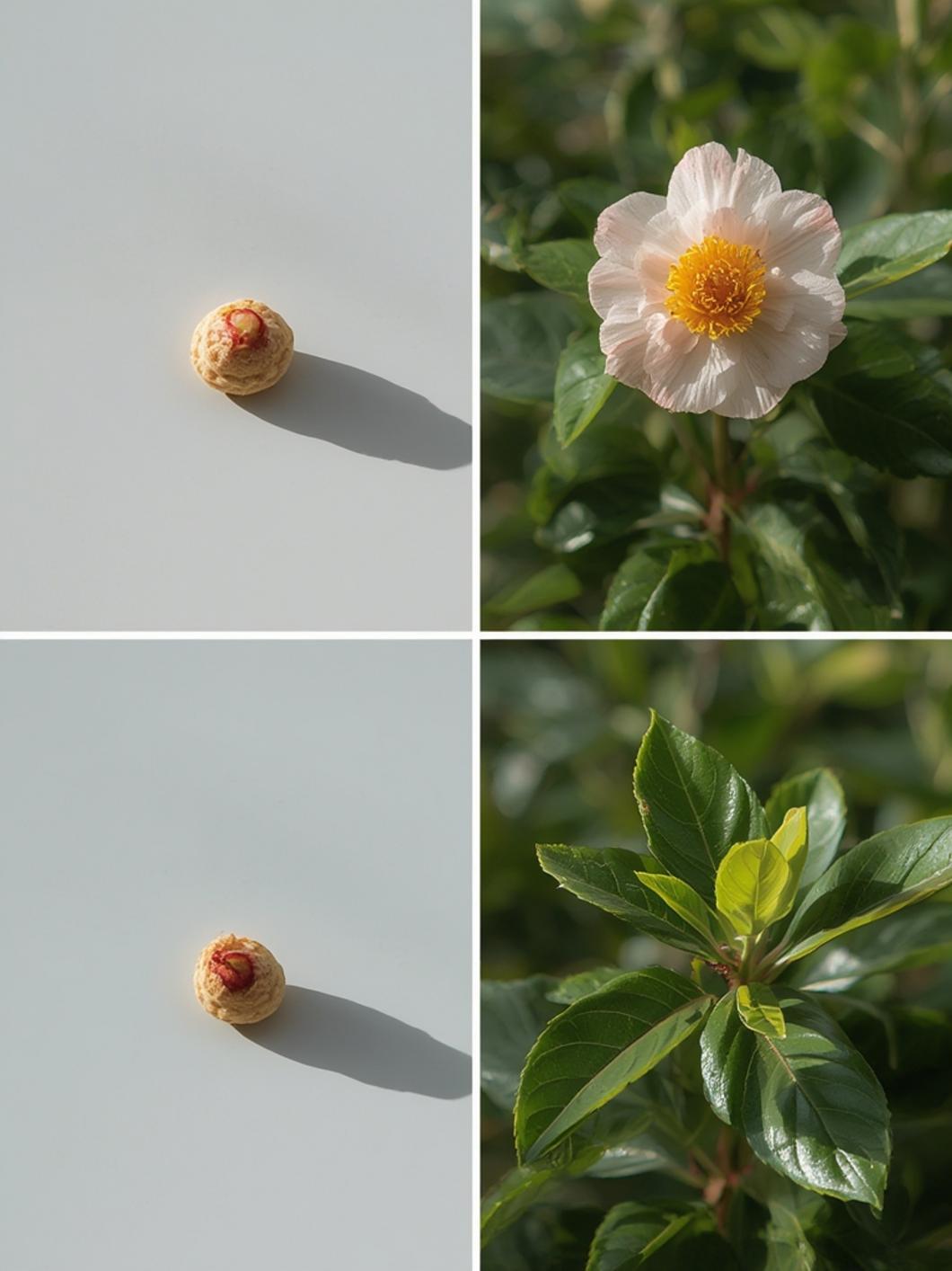 Camellia plant with white blooms