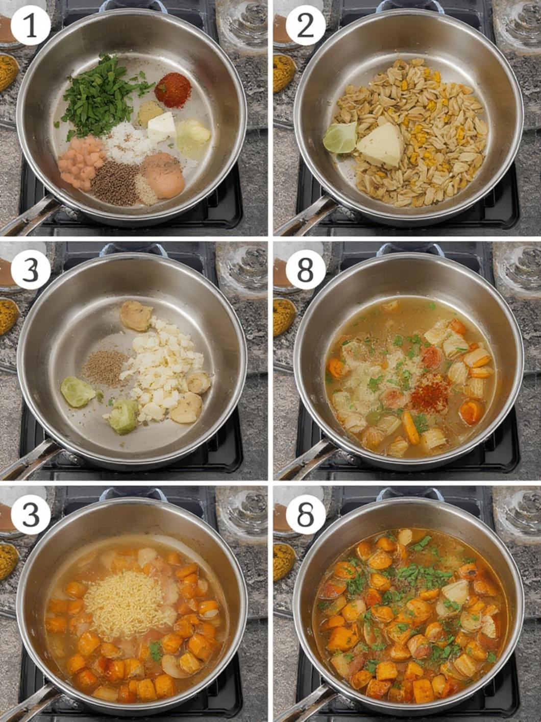 Cooking easy potato soup on the stovetop with all ingredients simmering together