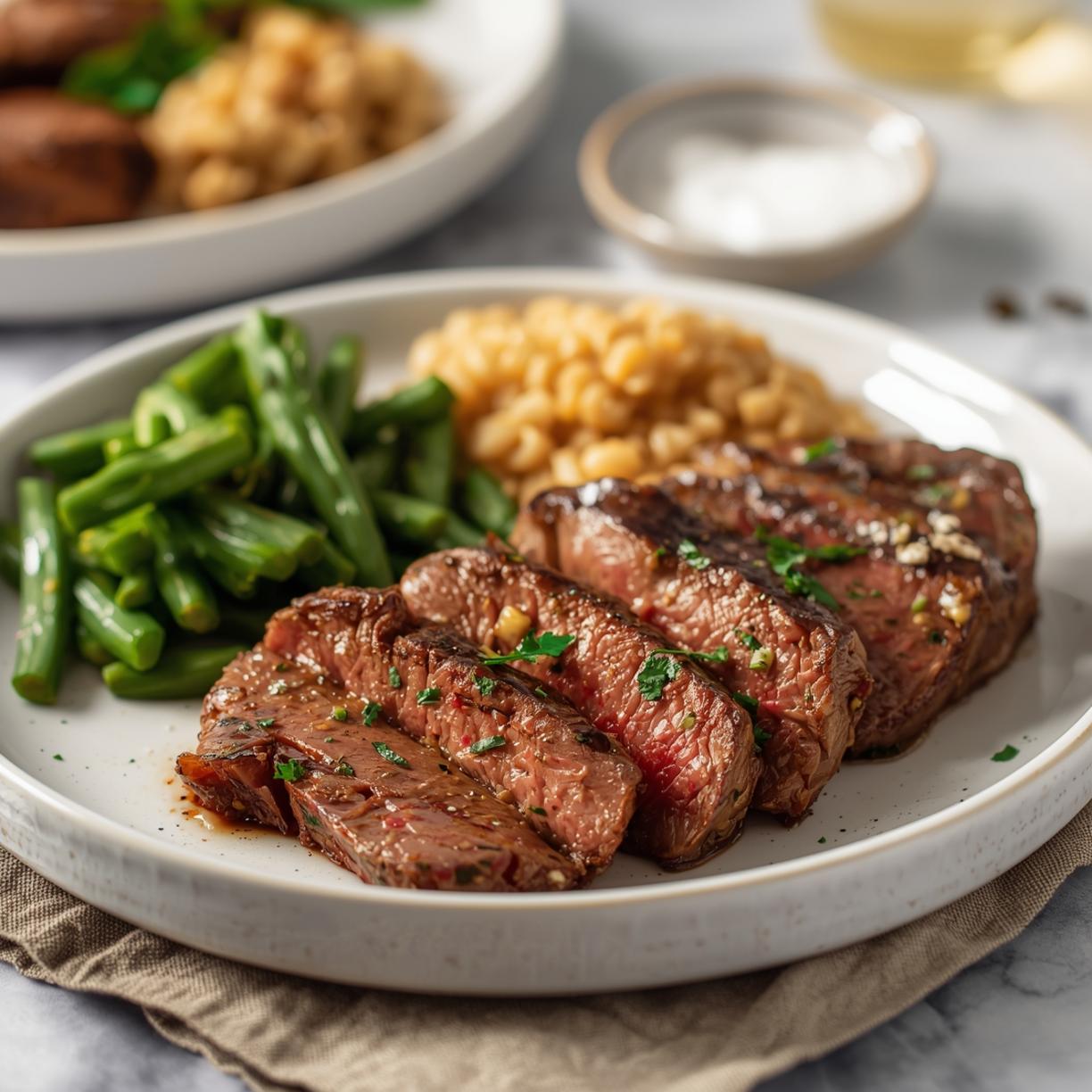 Perfect sliced sirloin tip steak