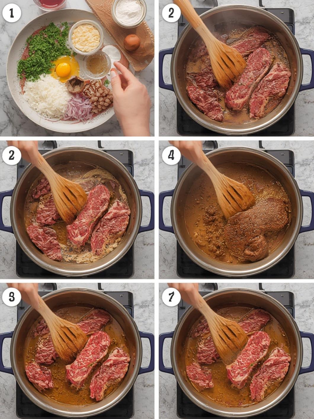 Cooking New York strip steak in a pan