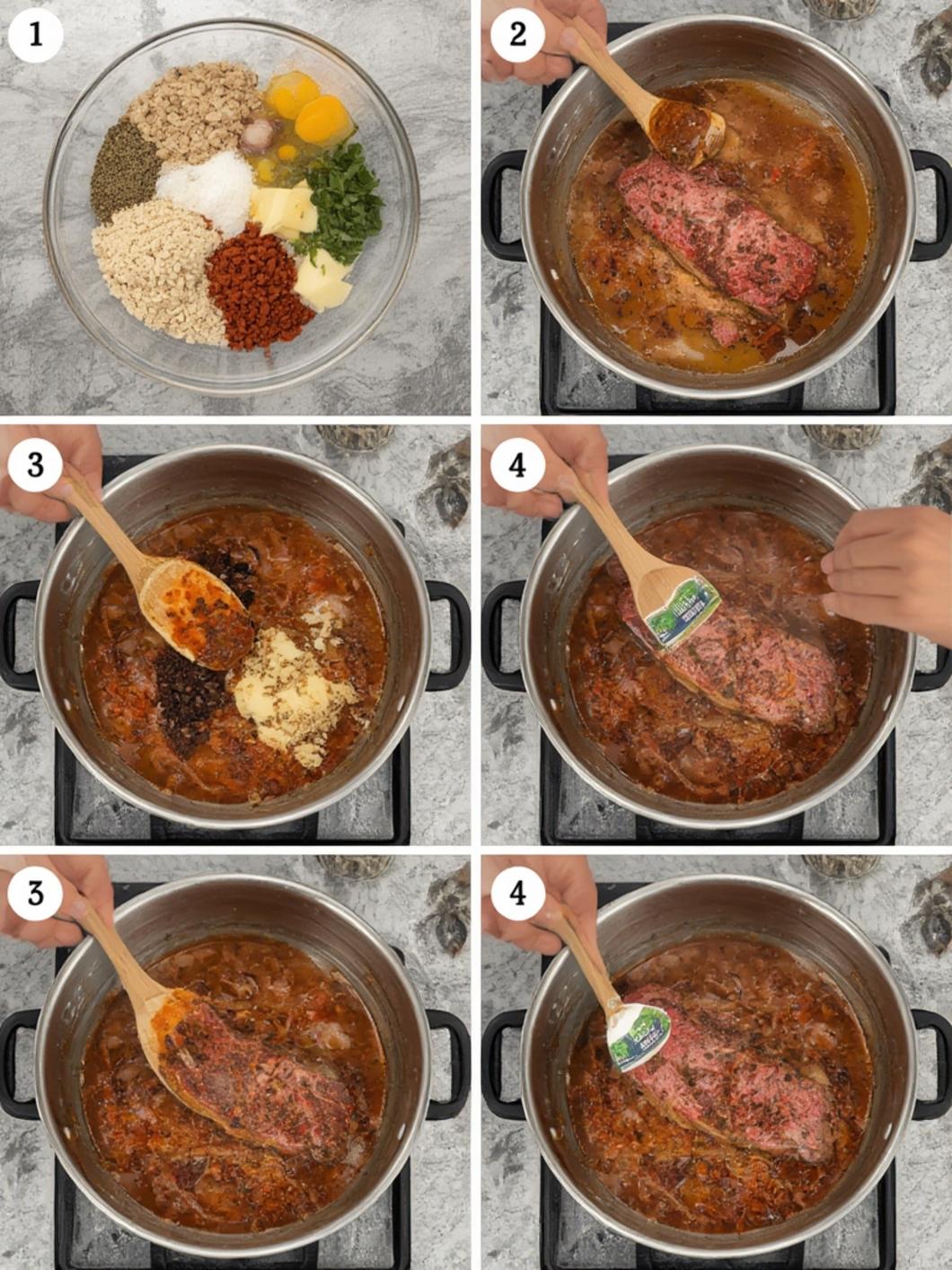 Marinating steak with spices and sauce