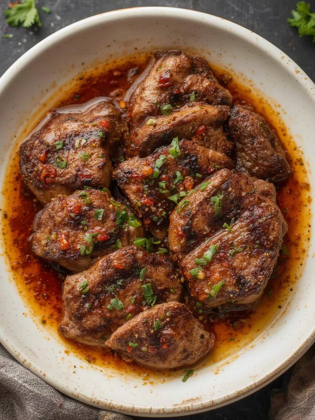 Grilled steak with marinade