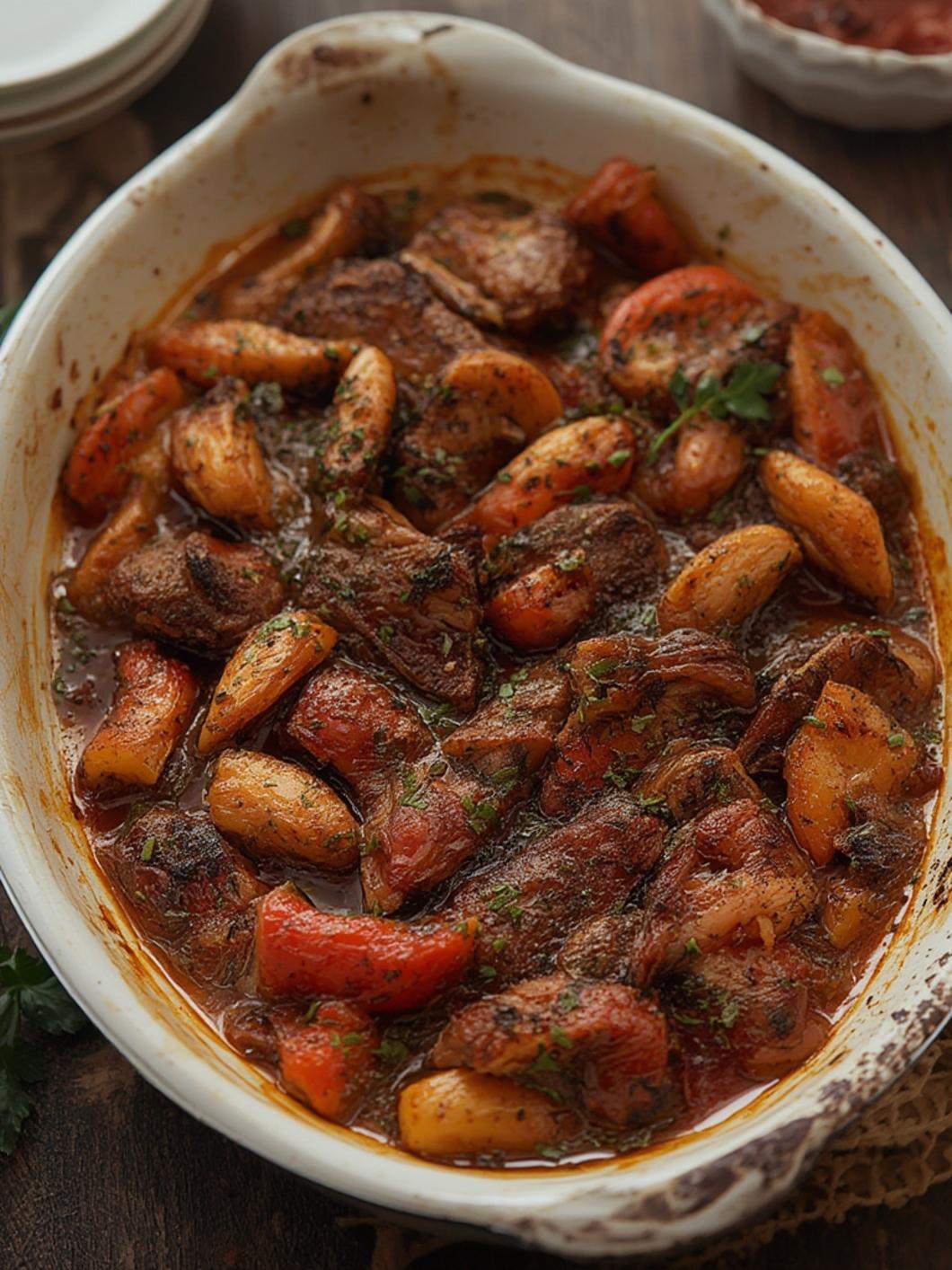 Finished oven baked steak dish