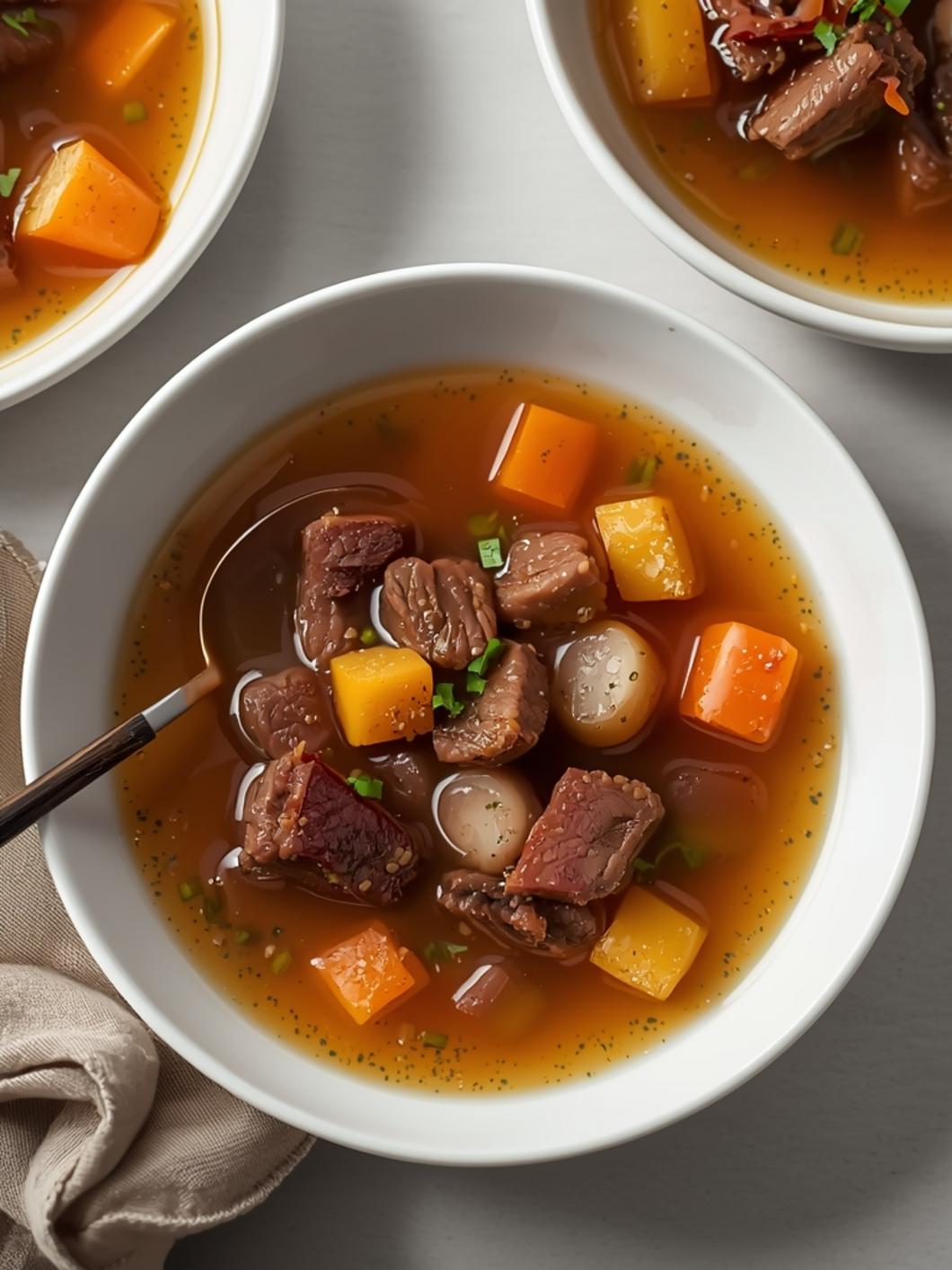 beef bone broth recipe final result